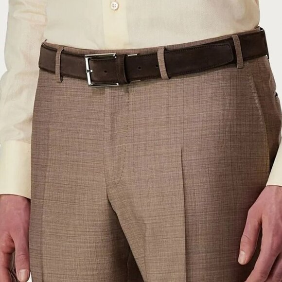 Canali Brown suede calfskin belt - Picture 1 of 8